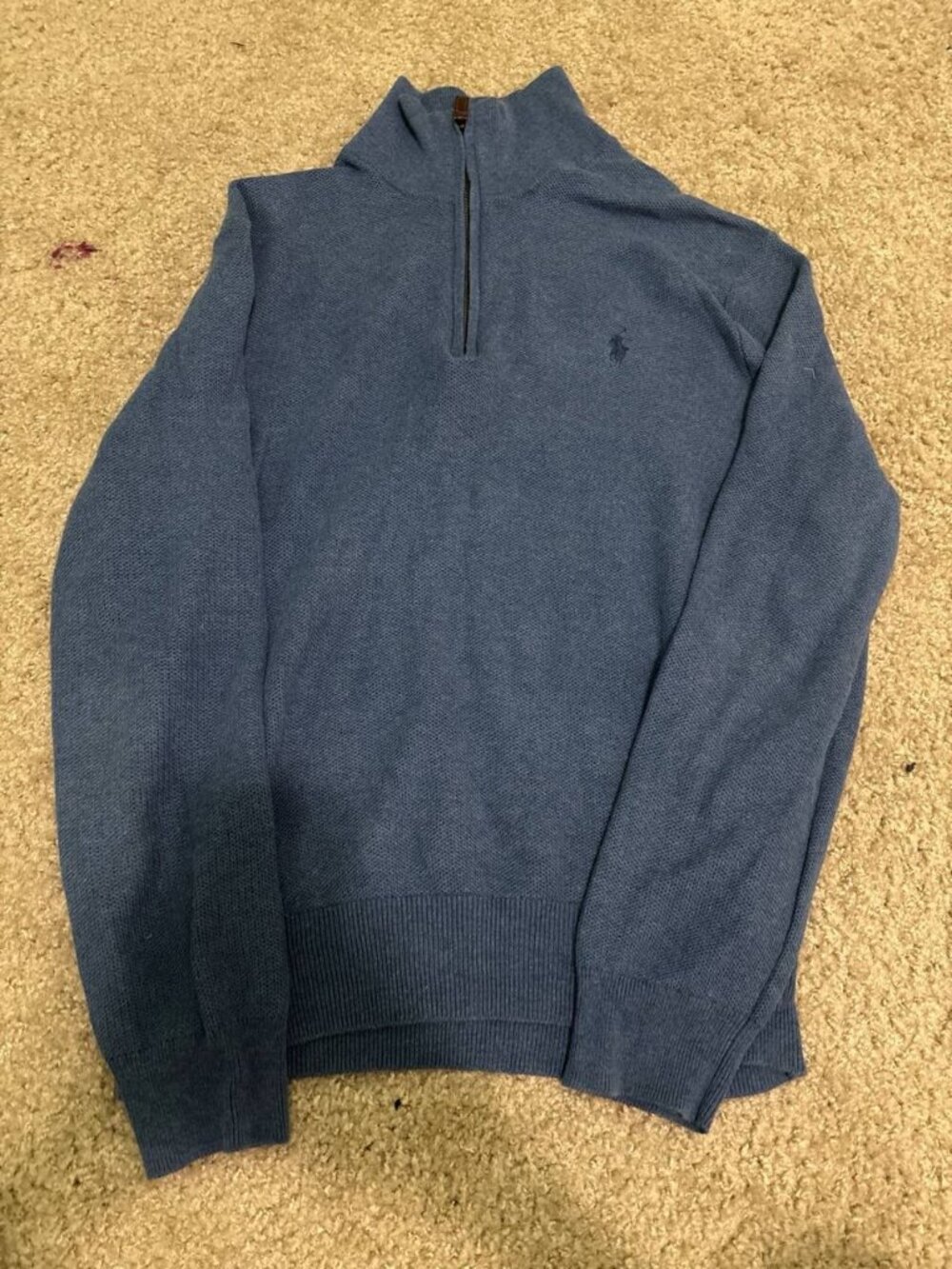 Polo Ralph Lauren Men's Blue Half-Zip Sweater Medium Pima Cotton